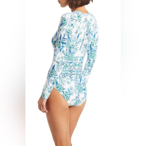 Sea Level Habitat Long Sleeve Rashguard Swimsuit in White New With Tags - Picture 3 of 9